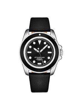 NWT Stuhrling Original Aquadiver Quartz Black Dial Men's Watch